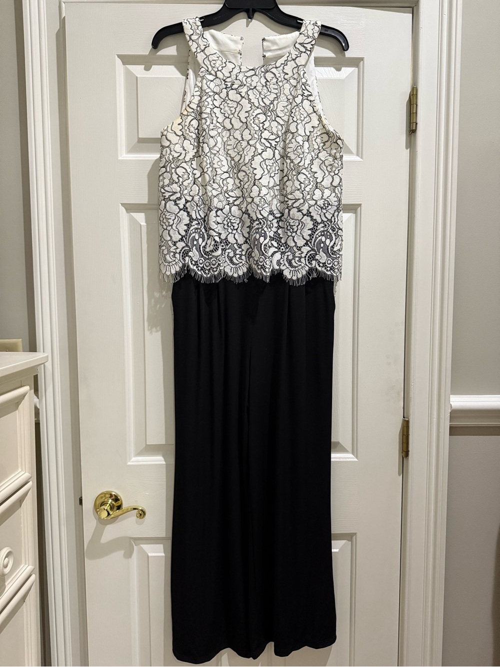 Signature by Sangria Black and White Lace Jumpsuit